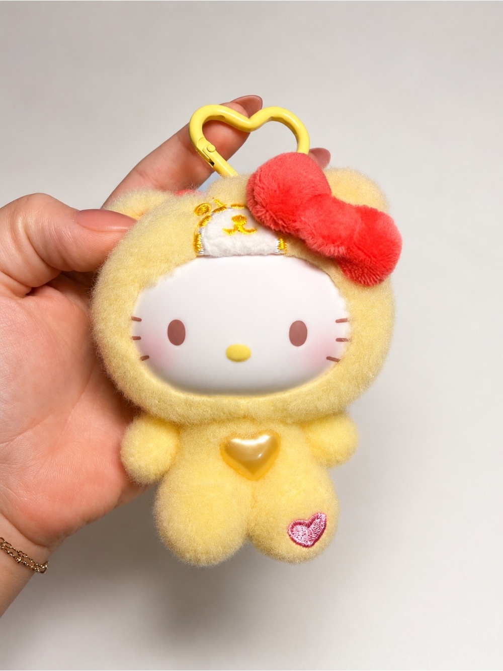 Sanrio Hello Kitty Yellow Plush Key Clip with Red Bow